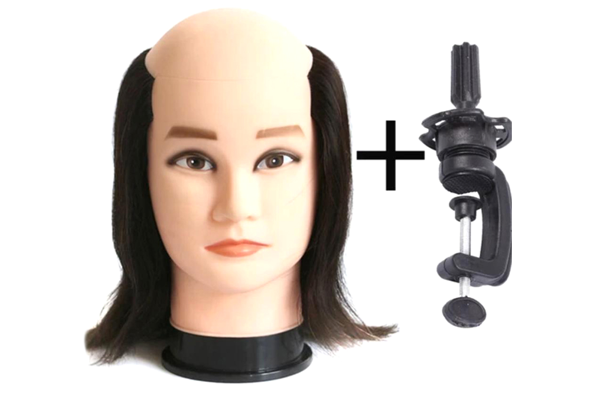 Cabeza De Maniquí Calvo Con Cabello Humano